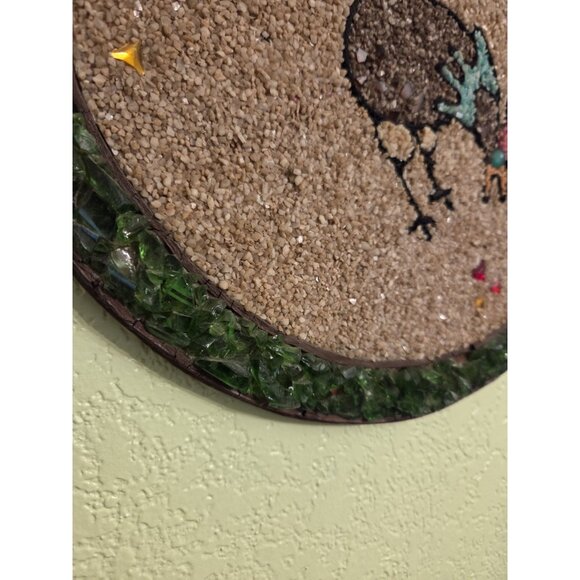 Vintage Upcycled Broken Glass & Pebble Art Picture Handmade Chicken Hen Kitsch - Picture 3 of 16